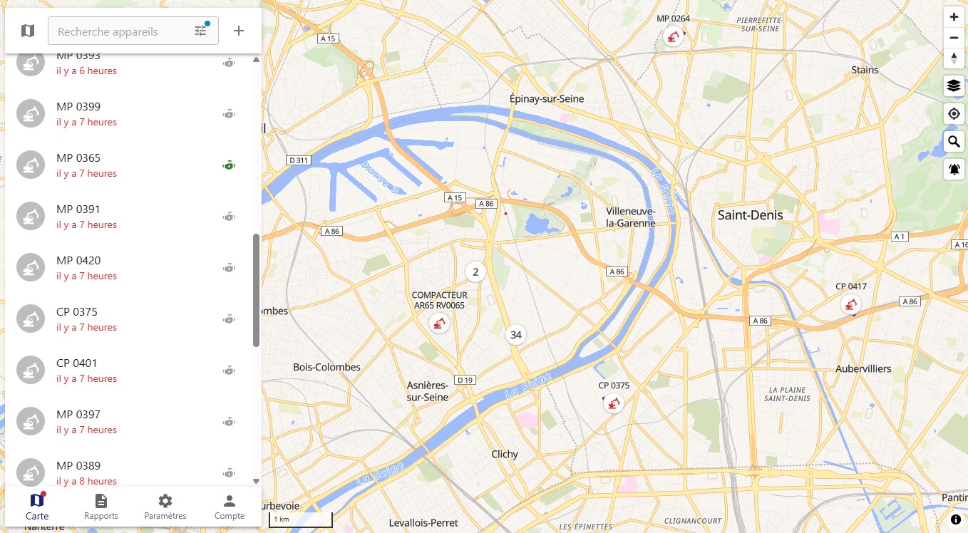 Capture d’écran Odyssix Tracking – Carte et suivi en direct